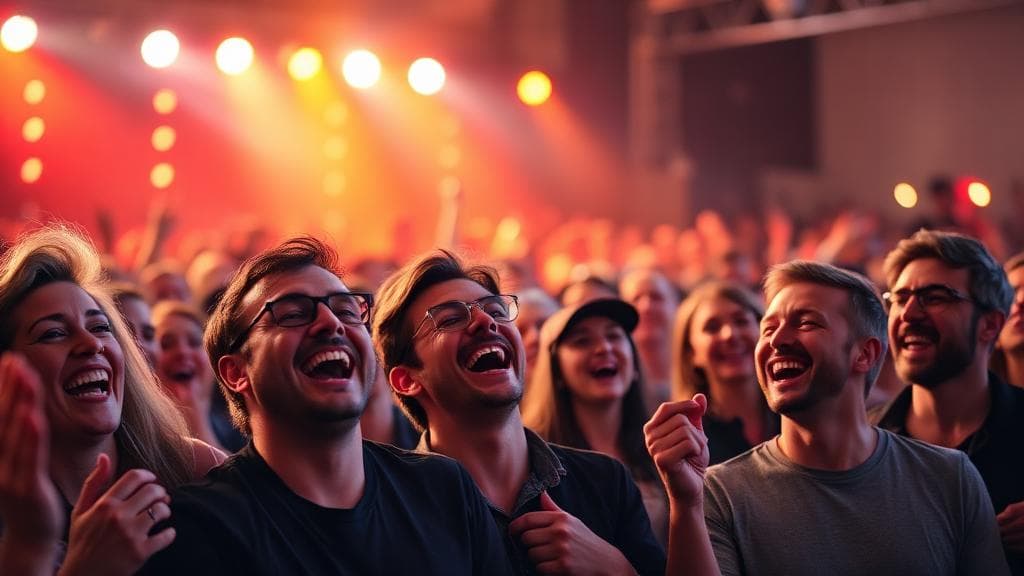 Live comedy show with energetic crowd